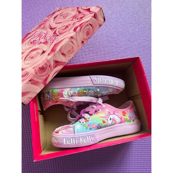 Lelli Kelly Kids Sparkly Shoes Girl Sneakers Unicorn Glitter Shoe Sz US 10 New - Picture 6 of 7